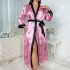 Cross border fattening plus plus size sleepwear for women, fashionable and casual loose printed sleepwear for women, long imitation silk sexy nightgown