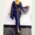 European, American, and African dresses with flowing flared sleeves, fashionable quality, heavy-duty hot stamping, hip wrapping, fish tail, oversized elastic long skirt