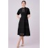 Spot shooting 5112- French fashion retro dress with lace and lace stitching, V-neck design, short sleeved dress