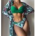 2022 new three-point three piece set of outerwear, long sleeved European and American cross-border split bikini swimsuit, women's bikini