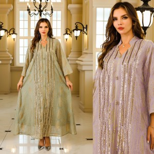 Cross border Amazon Middle East Muslim gowns Women's wear Dubai Türkiye abaya sequins gowns Foreign trade wholesale