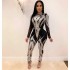 8189 European and American cross-border sequin bead sexy women's long sleeved see through jumpsuit manufacturer direct sales source