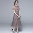 2024 new summer heavy industry embroidery mesh ruffle edge slimming dress with doll collar, retro stunning long skirt for women