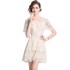 Real time spot French retro small fragrant style short sleeved V-neck lace cake dress with waist cinching short skirt