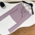 12YE Purple Pure Desire Top, Women's Autumn New Style, Slim fit Long Sleeve, Off Shoulder, Sexy Hanging Neck Style, Inner Knitted Shirt