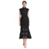 Spot Shot - French Style Palace Hollow Lace A-line Skirt Summer Stand up Collar Look Thin Dress for Women