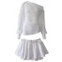 Yige Lira Spring and Autumn New Style Commuter Set White Slanted Shoulder Long Sleeve Shirt Half Skirt Set for Women 8456