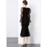 European station dress, autumn and winter women's clothing, high-end sense, Hepburn style slim fit, buttocks wrapped, fish tail beautiful small black dress