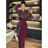 2024 irregular wearing long sleeved sequined dress sexy and age reducing socialite style fashionable slimming split hip skirt