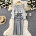 Goddess style layered outfit, short long sleeved plush knit sweater, women's base suspender dress, two-piece set