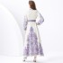 2024 Vacation - Palace style Retro Stand up Collar Single breasted Printed Wide Swing Long Dress