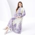 2024 Vacation - Palace style Retro Stand up Collar Single breasted Printed Wide Swing Long Dress