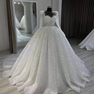 Gaoding New Heavy Industry Nail Bead Puff Skirt Wedding Dress Female Bride French Luxury Big Tail W2413 European and American