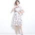 Real time spot printed waist cinching shirt dress with waist belt for commuting