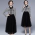 2024 Autumn New Small Fragrant Style Splicing Large Swing Long Sleeve Dress with Elegant and High End Charm