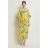 In stock - Miyake Fold Summer New Product Printed Waist Waist Dress Handmade Fold Temperament Skin Covering Long Dress