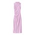 Foreign trade wholesale autumn new women's solid color pullover sleeveless pleated decoration back slit MIDI dress