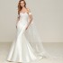 French style main wedding dress 2024 new simple one shoulder satin slimming fish tail wedding dress with detachable tail when going out