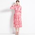 Real time spot French niche strap lace design with floral floral floral mid length skirt print dress