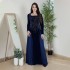 XQY500222 Dubai Arab Muslim Korean Velvet Chiffon Splicing Hot Diamond Evening Dress Jalabia Women's Wear