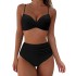 2024 New European and American Split High Waist Sexy Swimsuit for Women, Small Chest Gathering, Foreign Trade Wholesale, Bikini for Women