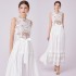 5115 Summer European and American Round Sleeveless Hollow Water soluble Lace Splicing Dress with Long Skirt and Strap