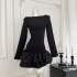 LATTITUDE/Yang Xiaolu standing cut pleated petal skirt slim fit ballet style flower bud dress