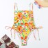 2024 new one-piece swimsuit printed with European and American vacation style drawstring, slimming and sexy bikini one-piece swimsuit