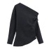 New Design for Spring 2024 in Foreign Trade: Oblique Shoulder, Asymmetric Wrinkle, Slim Fit Shirt Top for Women 1131832