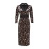 Real time spot dress temperament French gold velvet dress leopard print long dress with original belt included