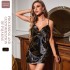 Sexy short backless home nightgown sleeveless summer V-neck cross suspender skirt imitation silk thin dress for women