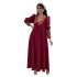 XQY500319 Cross border Dubai Muslim Women's Robe Fashion Sparkling Beaded Splicing Middle Eastern Long Dress