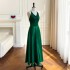 Summer new sexy backless hanging neck style grandmother green temperament fashionable white evening dress dress 67842