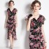 Real shot spot 2024 summer ruffle edge waist slimming lady dress, suitable for parties and daily wear