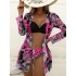 2022 new three-point three piece set of outerwear, long sleeved European and American cross-border split bikini swimsuit, women's bikini