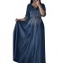 XQY500247 Cross border Amazon Middle East Muslim Satin Dress, Diamond Hot Stamped Evening Robe