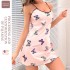 Danilin cartoon butterfly suspender skirt imitates silk sexy backless suspender nightgown with simple style ice silk nightgown