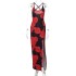 European and American 2024 summer Amazon foreign trade women's fashion printed long skirt sexy slit suspender dress wholesale