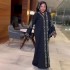 Cross border ethnic style plus size dress, Middle Eastern Muslim style long robe, fashionable V-neck, front and rear rhinestone flared sleeves