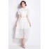 Spot Photo - Summer New Product Solid Color Cotton Embroidered Holiday Style Short Sleeve Dress