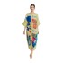 In stock - Miyake Fold Summer New Product Printed Waist Waist Dress Handmade Fold Temperament Skin Covering Long Dress