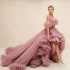 Sunshine Fluffy Off Shoulder Ball Dress Tulle Maternity Dress Photography Foreign Trade One Shoulder Mesh Tail Short in Front and Long in Back