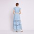 5085 Heavy Industry Design Solid Color Long Skirt Fashion Stand up Collar Sleeveless Hollow Out Dress without Strap