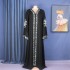 Cross border ethnic style plus size dress, Middle Eastern Muslim style long robe, fashionable V-neck, front and rear rhinestone flared sleeves