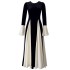 Black and white contrasting spliced long dress with elegant temperament, cinched waist and slimming party dress, big swing dress for women 68876