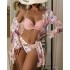 2022 new three-point three piece set of outerwear, long sleeved European and American cross-border split bikini swimsuit, women's bikini