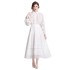 Spot shooting 5111- Versatile Fashion New Product Collar Splicing Lace Lantern Sleeve Shirt+High Waist Half Skirt Set