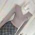 Chi Umbrella 24/fw Showa Sweetheart Fake Two piece College Style Soft Sticky Shirt Knitted Shirt plaid Half Skirt Short Skirt