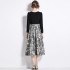 Real time stock 2024 autumn high-end black jacquard mid length temperament dress new