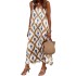 FD1429 in stock 2023 European and American new women's fashion temperament printed cardigan V-neck split mid length dress